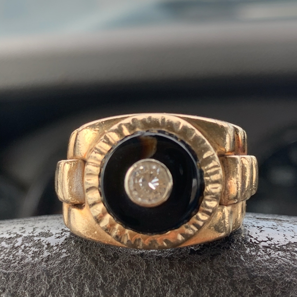 black onyx half carat ring